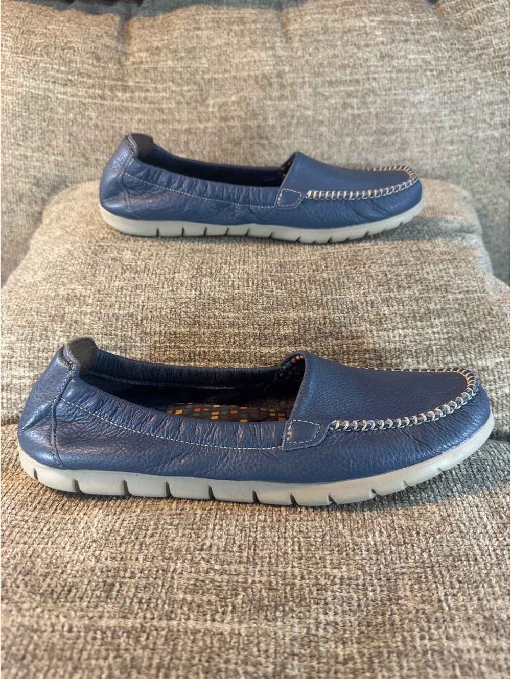SAS Sunny Blue Leather Slip On Comfort Loafers Moccasins Women's Size 9 N